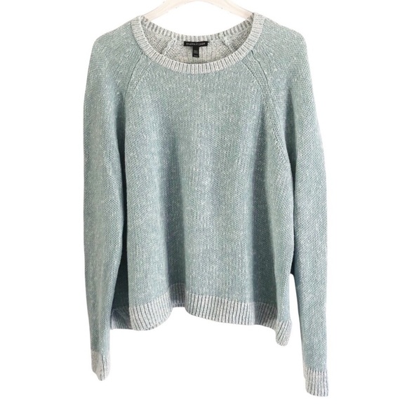 Eileen Fisher Pullover Crewneck Sweater Linen Cotton Blend Blue Heather Medium - Picture 3 of 13